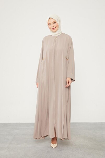 Levidor Mink Side Pleated Button Detailed Ferace