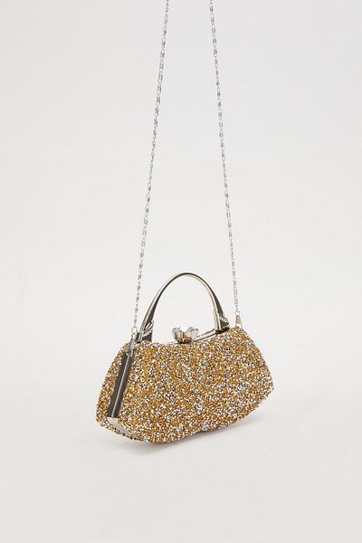 Levidor Mini Gold Stone Evening Dress Handbag