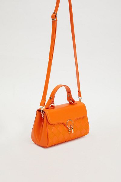 Levidor Orange Diamond Pattern Handbag