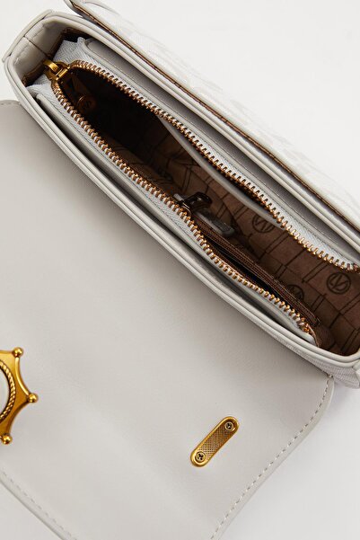 Levidor Geantă de umăr cu curea albă cu lanț