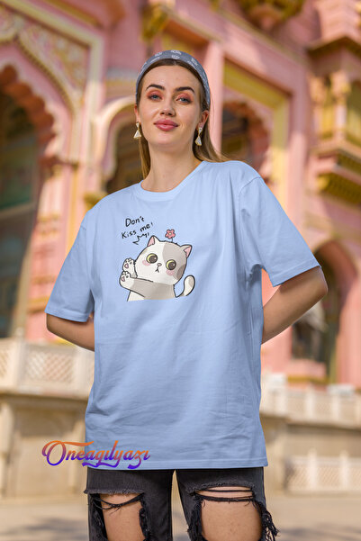 oneagılyazı Tricou oversize cu imprimeu Cat Dont