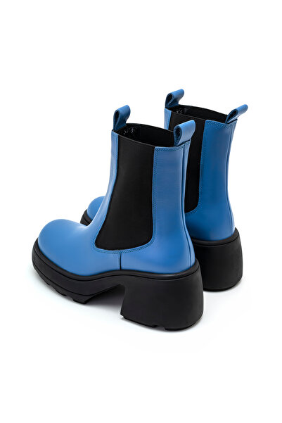 Desa Anton Mavi Kadın Yandan Lastikli Deri Bot