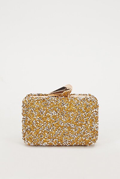 Levidor Mini Gold Kare Taşlı Abiye El Çantası
