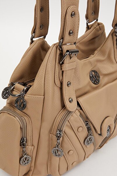 Levidor Cream Staple Belt Strap Shoulder Bag