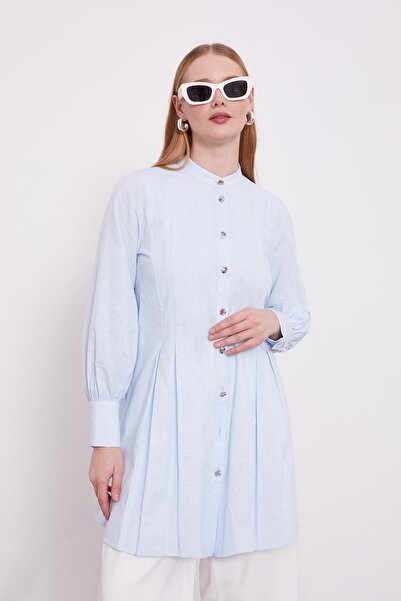 Levidor Bebe Mavisi Piliseli Melanj Gömlek
