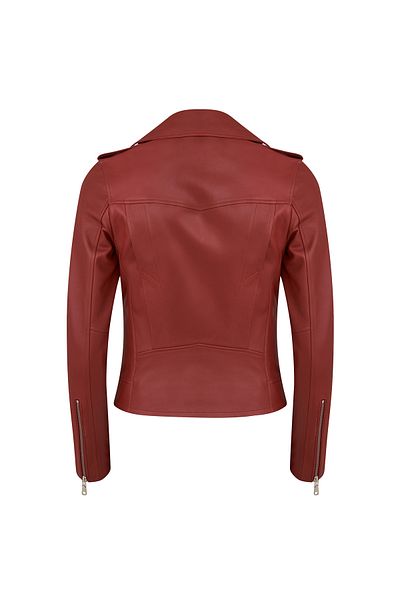 Desa Amelia Red Women's Biker Leather Jacket