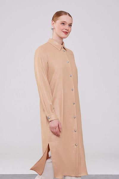 Levidor K.Beige قميص طوق Airobin النسيج سترة