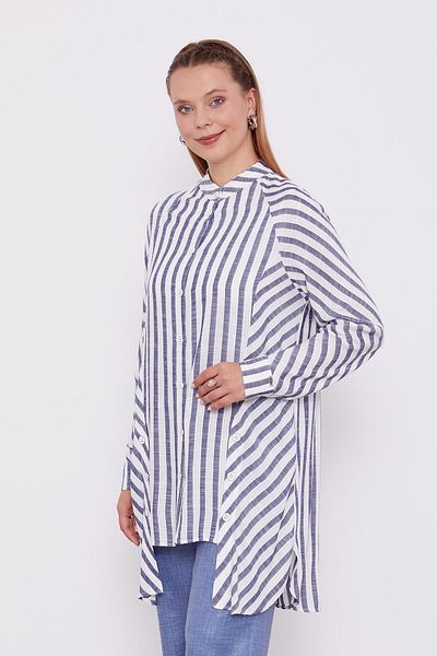 Levidor Πουκάμισο Indigo ριγέ Crew Neck