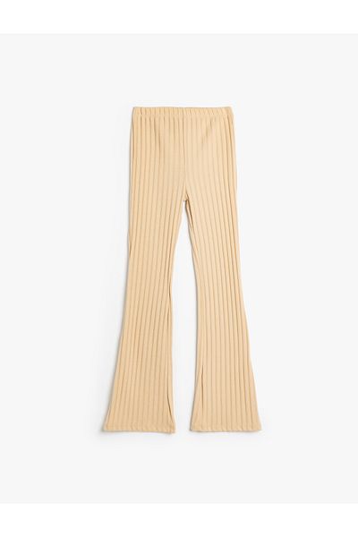 Koton New Season Flared Trousers Ribbed Viscose Blend