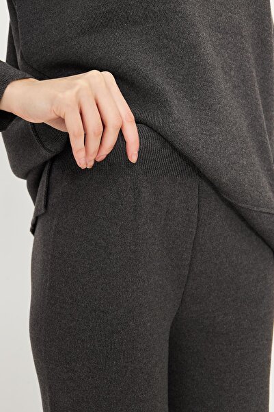 Irmak Kerekli Women's Anthracite Polo Neck Bottom Top Knitwear Set 1307