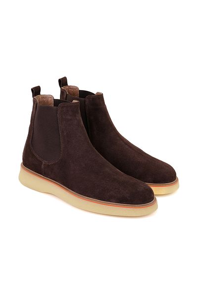 Desa Ndari Brown Men's Elastic Suede Leather Chelsea Boots