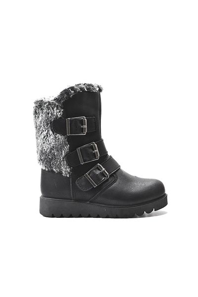 Onlo Ayakkabı Onlo Shoes 959 Μαύρες μάλλινες μπότες για κορίτσια με φερμουάρ