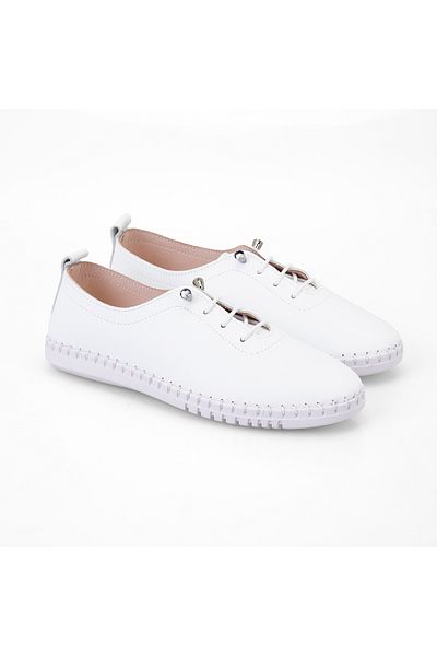 Desa Women's White Leather Casual Shoes
