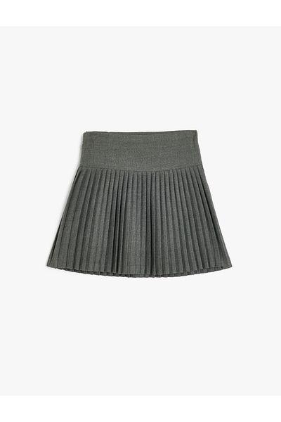 Koton New Season Pleated Skirt with Cap and Single Pocket