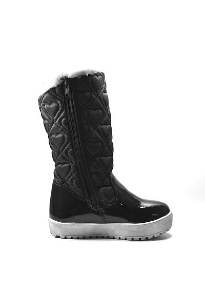 Onlo Ayakkabı Onlo Shoes 882 Черни вълнени дълги ботуши с цип за момиче
