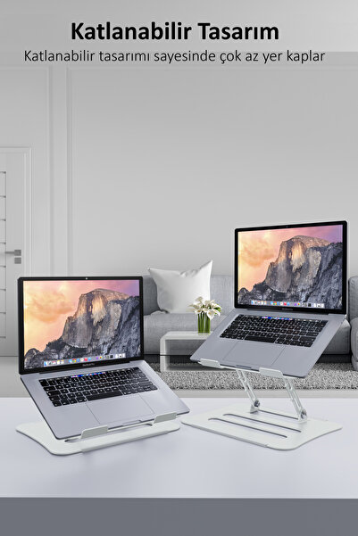 Jön Metal Katlanabilir Telefon Tutuculu Tüm Modellerle Uyumlu Ayarlanabilir Notebook Laptop Tablet Standı Yükseltici