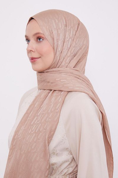 Levidor Milk Coffee Paperclip Pattern Blue Jacquard Shawl