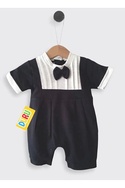 Murat Baby Baby Boy Bow Tie Jumpsuit Black