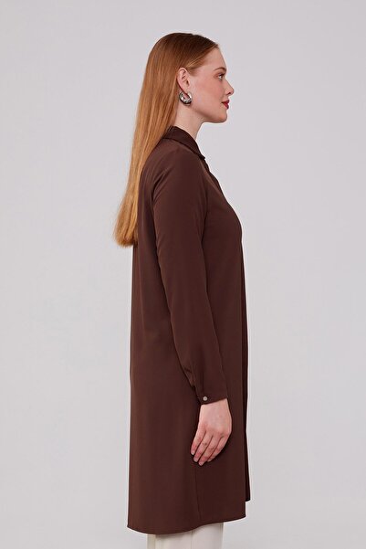 Levidor Bitter Brown Tunic with Hidden Button Detail
