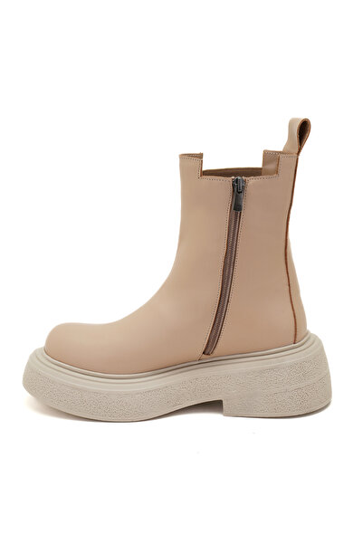 Desa Brissa Krem Kadın Yandan Lastikli Deri Chelsea Bot