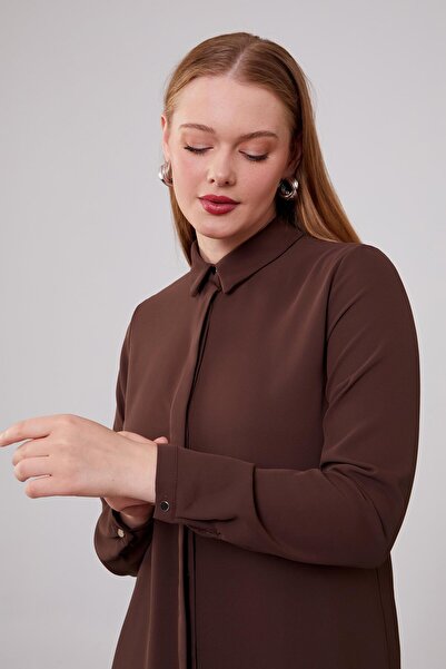 Levidor Bitter Brown Tunic with Hidden Button Detail
