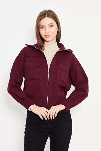 Irmak Kerekli Women's Steel Knit Zippered Knitwear Coat Women's Coat 4309 Cla...