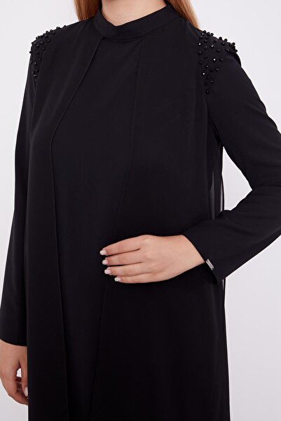 Levidor Μαύρο σετ από σιφόν με κεντημένα ώμους