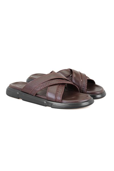 Desa Samuel Brown Men's Leather Slippers