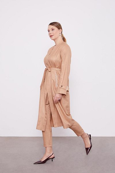 Levidor Τριπλό Σετ Κιμονό με Κεντημένο Camel Melange