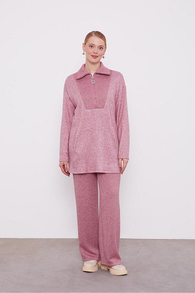 Levidor Pink Glitter Detailed Cashmere Double Set