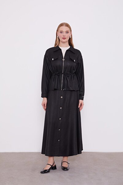 Levidor Black Gathered Waist Skirt Set