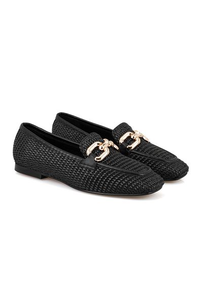 Desa Loafer de damă cu paie negre