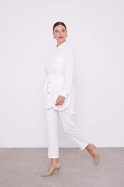 Levidor Ecru Drawstring Pants Sports Suit