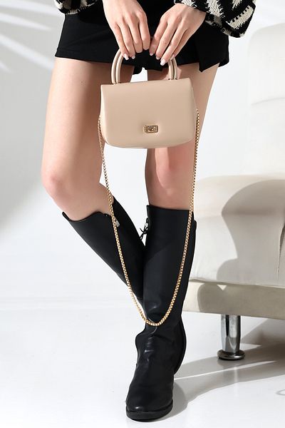 Encool Mink Small Box Model Gold Chain Strap - Women's Hand and Shoulder Bag - Stylish for Evening and Day Use