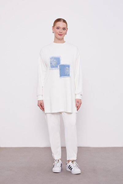 Levidor Ecru Denim Detailed Sports Suit