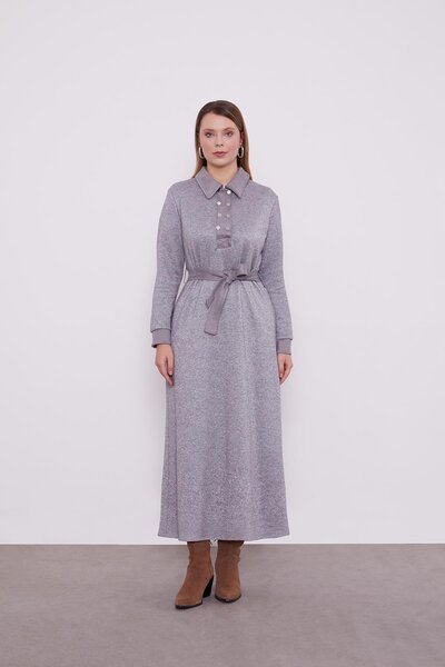 Levidor Γκρι φόρεμα από κασμίρ με αυτο-αντανακλαστική επιφάνεια