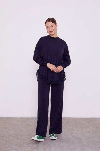 Levidor Αθλητικό κοστούμι με βολάν από σιφόν σε μπλε ναυτικό χρώμα