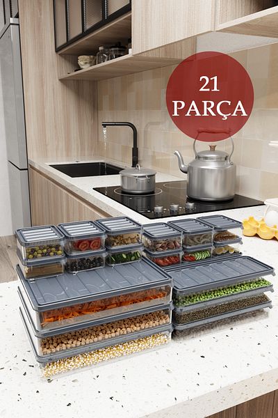 DOVİHOME 21 Pieces Mega Leak Proof Storage Kit - Breakfast and Icebox Containers with Vacuum Lid