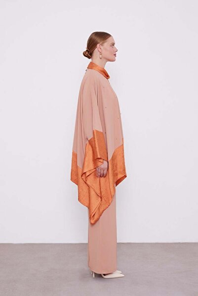 Levidor Salmon Self Shawl Detailed Tunic Set