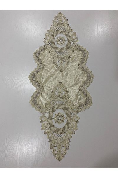 ART ÇEYİZ Κρεμ Χάντρες Velvet Runner 100x45
