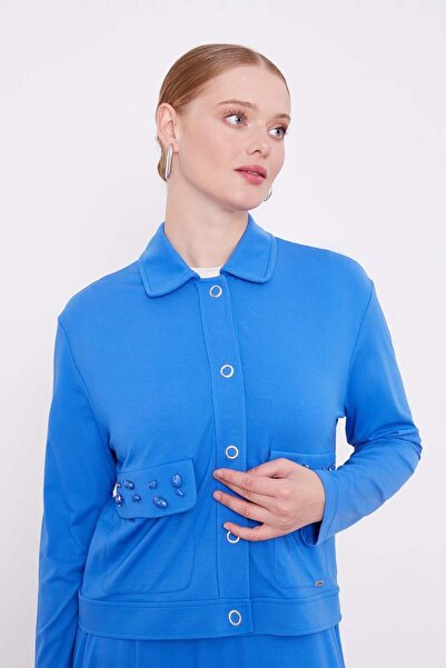 Levidor Saks Taş İşleme Kısa Ceketli Etekli Takım