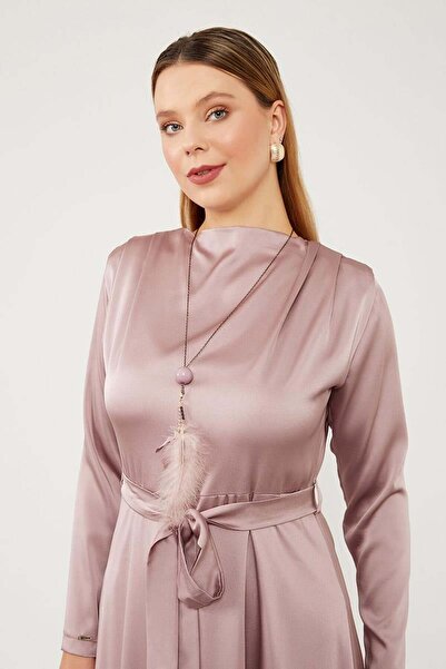 Levidor Σατέν φόρεμα με δέσιμο στο ροζ φύλλο