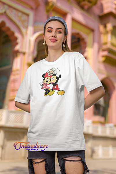 oneagılyazı Miki Maus Minni Maus Štampano Oversize kroj T-shirt