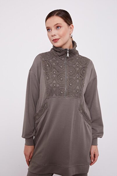 Levidor Αθλητικό κοστούμι με λεπτομέρεια από δαντέλα χακί