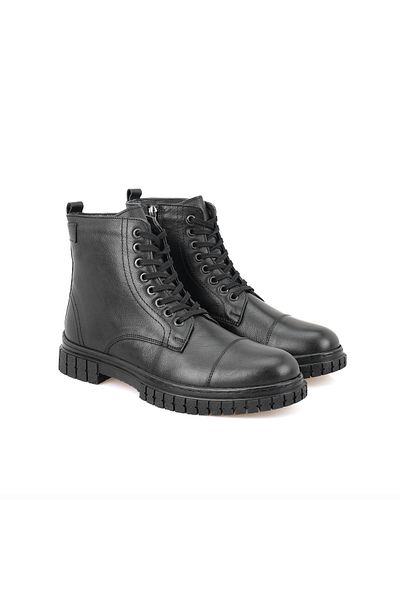 Desa Ανδρικές δερμάτινες μπότες Valentin Black με φερμουάρ