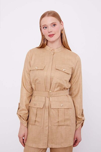 Levidor K.Beige Judge Collar Pocket Detailed Double Suit
