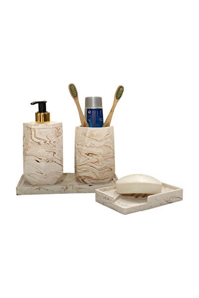 Chiko Mall Σετ μπάνιου με αισθητική εμφάνιση με μαρμάρινο σχέδιο - 4 τεμάχια