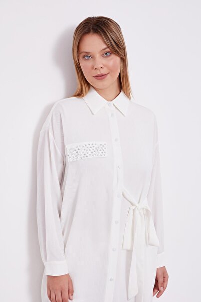 Levidor Ecru Side Tie Pleated Double Suit