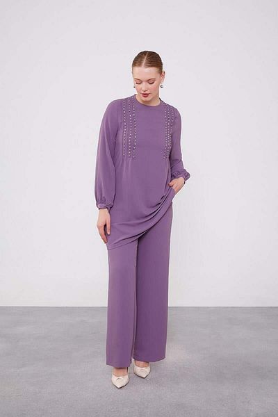 Levidor Lilac Bead Embroidered Tunic Set