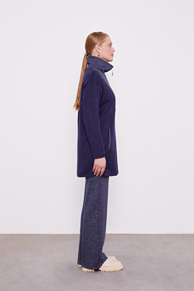 Levidor Dark Blue Glitter Detailed Cashmere Double Set